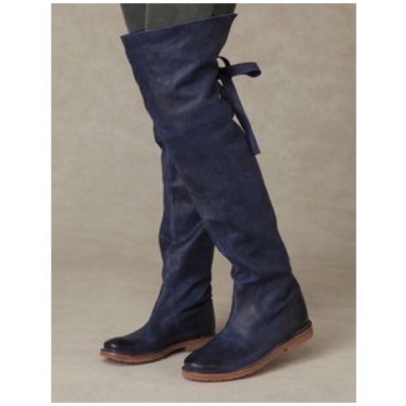 Frye Shoes - Frye Celia over the knee fold over boot Navy NWOT